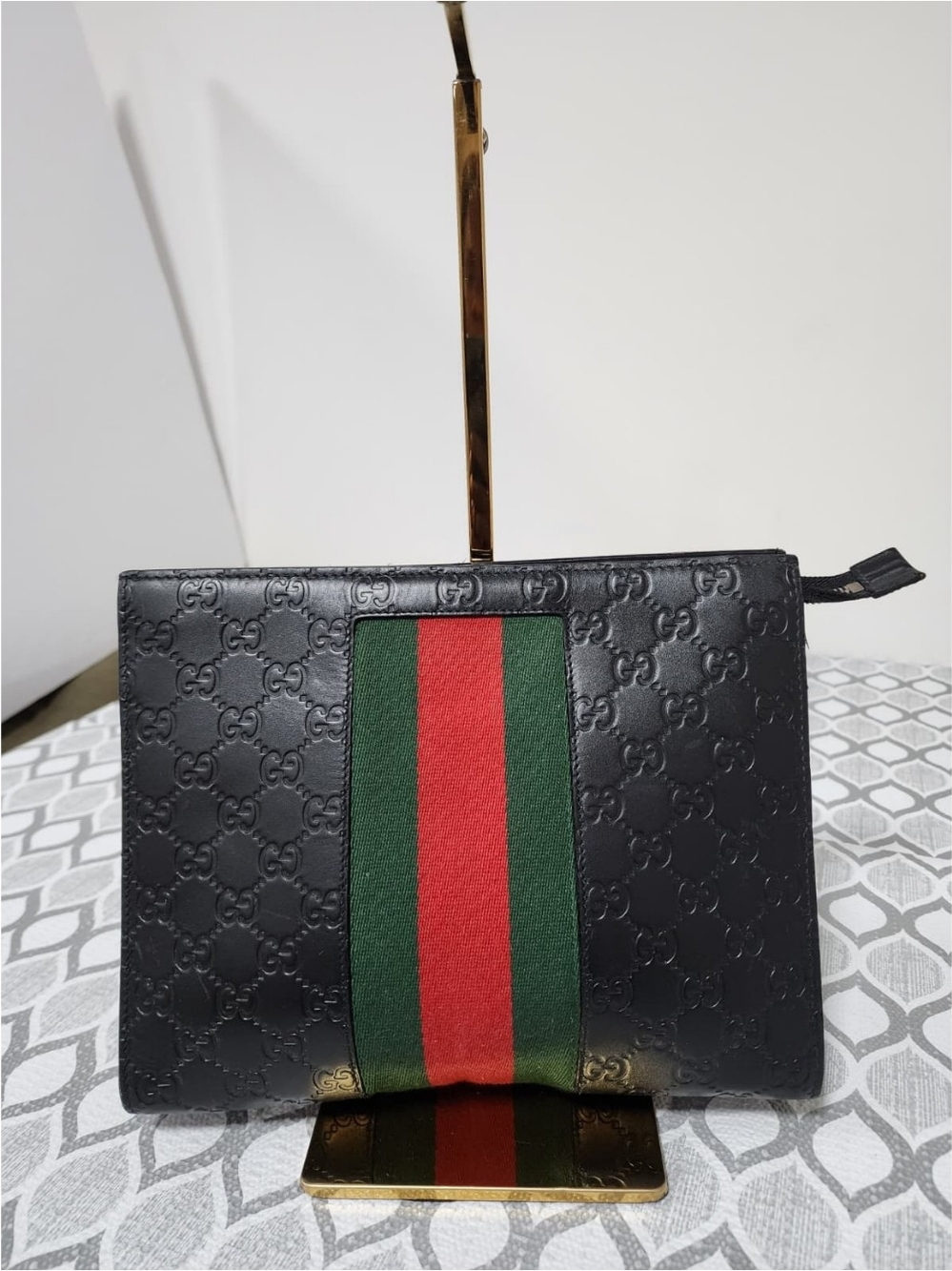 GUCCI Guccissima Signature Web Clutch Black